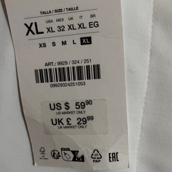 Zara Off-White Trousers - waist 17,Rise 10, inseam 32 - Picture 3 of 10